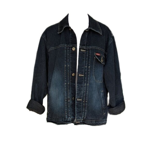 90s Dark Wash Oversized Jean Jacket - Picture 1 of 11